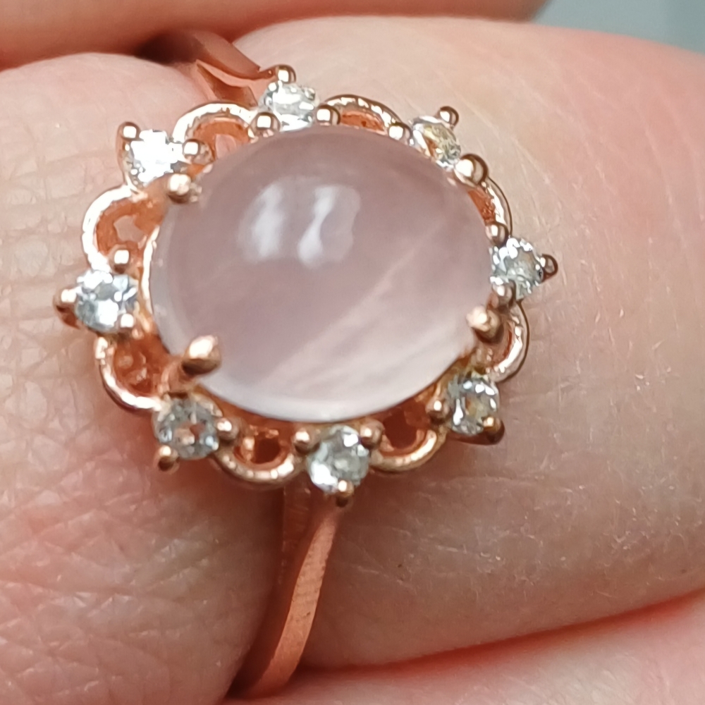 Blush Pink Stone Rose Gold Ring